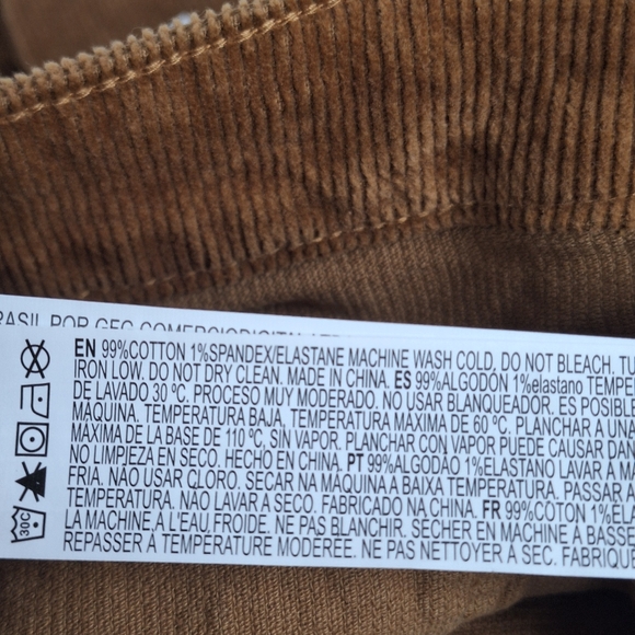 NWT Forever 21 Large Criss Cross Button-Fly Straight Leg‎ Corduroy Pants Pockets - Picture 9 of 13